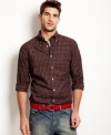 Redefine your nine-to-five style with this fresh plaid shirt from Nautica's Wear to Work Collection.