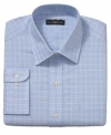 Classic with a twist. Brighten up your dress wardrobe with the fresh palette of this windowpane shirt from Club Room.