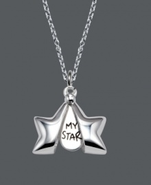 The perfect gift of star-worthy style. Unwritten secret message pendant features a star that opens to reveal the words My Star. Setting and chain crafted in sterling silver. Approximate length: 18 inches. Approximate drop: 7/8 inch.