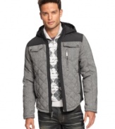 This INC International Concepts quilted hooded jacket will keep you warm while looking cool.