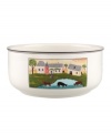 Cows stop to drink from a backyard watering hole on this Design Naif vegetable bowl, featuring premium Villeroy & Boch porcelain.