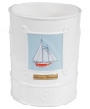 Set sail for uncharted bath decor with this nautical-themed trash can from Creative Bath. Emblazoned with a seafaring schooner, this charming piece docks beautifully-powder rooms to bathrooms.