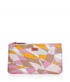 Get up and go glamorously with Puccis elegantly eye-catching cosmetic case - Rectangular zip top style in a vibrant pink, yellow and taupe graphic print - Leather piping and signature logo plaque - Durable plastic protects against dust and moisture - Convenient and practically sized to house all of your beauty essentials - Great for travel, also makes a superb gift