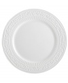 A little bit country. Made for the rigors of daily use but with an embossed design that's entirely graceful, the round American Countryside platter from Mikasa promises well-balanced dining in classic white stoneware.