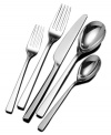 Shiny chic, the Luxor flatware set streamlines tables for casual dining. Squared handles taper at the neck for a clean, fluid silhouette while ovular bowls offer spoonfuls of modern elegance.