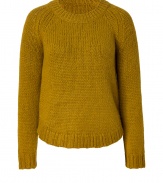 Chunky knits are a cool weather must, and Theyskens Theorys rich mustard pullover is a timeless take on the trend - Rounded neckline, long sleeves, ribbed trim, shirttail hemline - Pair with everyday favorite separates