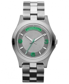 Bright green accents take this gunmetal-hued watch to the next level, by Marc by Marc Jacobs.