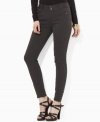 Lauren Ralph Lauren's slim twill petite pant is finished with chic buttons at the ankle for a modern update.