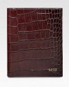 Crafted of crocodile-embossed Italian calfskin, it includes 5 credit card slots and passport compartment. 4.5 X 5CalfskinMade in USAFOR PERSONALIZATIONSelect a color and quantity, then scroll down and click on PERSONALIZE & ADD TO BAG to choose and preview your monogramming options. Please allow 1 week for delivery.