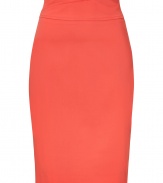 Bring a stylish pop to your day look with this curve-hugging pencil skirt from Hugo - Wide waistband with seaming detail, classic pencil silhouette, back slit, concealed back zip closure -Wear with a tie-neck blouse, platform pumps, and a blazer