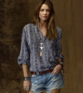 Evoke your inner flower child in this vintage-inspired Denim & Supply Ralph Lauren blouse, crafted in a loose, billowing silhouette with subtle pintucking, eyelet embroidery and a drawstring hem for a modern boho look that transcends the eras.