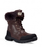 Stylish Ugg boots in dark brown shearling - Very comfortbale, classic lacing - leather at the outside, suede leather shaft, lined with warm fur - thick skid-free soles - Perfect cool boot for fall and winter as well as the next winter vacations - Pairs with all casual outfits