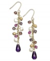 Fashion in bunches. These linear earrings from Lauren Ralph Lauren shake things up with clusters of resin and glass beads in colorful hues. Crafted in 14k worn gold-plated brass. Approximate drop: 2-1/4 inches.