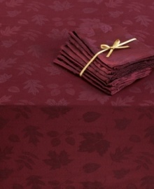 A must for elegant entertaining, these machine washable napkins from Homewear feature a pretty sheen and tonal leaf pattern in a rich plum hue.