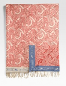 Paisley style for any room in your home, woven in Italy from fine wool with fringed ends and versatile style. Fringed endsLogo corner detail55 X 71WoolDry cleanMade in Italy