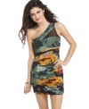 Bandage stripes meets gorgeous brushstroke print in this fitted minidress from Rampage that makes it fun to be a girl!