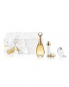 Discover the fragrance that embodies the ultimate expression of femininity and luxury. Like a bouquet of sensuality worn on the skin, J'adore reveals a luminous and precious floral bouquet, with notes of Ylang-Ylang, Rose, and Jasmine.This elegant set includes a J'adore Eau de Parfum Spray (3.4 oz.), Refillable Purse Spray (0.25 oz.), and ceramic Christian Dior Ornament in a limited edition pebbled jewel box. 