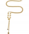 With whimsical bird charms, this chic lariat necklace from Marc by Marc Jacobs will bring a stylish accent to any look - Gold-tone bird charms and dual chain detail with logo charm and crystal, gold-tone filigree chain - Wear with a casual-cool look or with a mini-dress for early evening cocktails