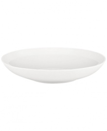 A modern balance. Create a sense of effortless urban luxury with the Matte & Shine soup bowl, featuring a minimalist coupe shape, white glaze and tonal banding by Donna Karan Lenox.