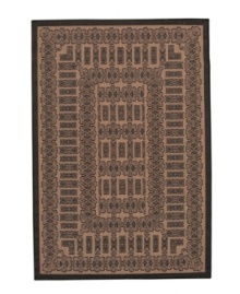 Make your next party a garden party and gather around this opulent all-weather rug, inspired by traditional English designs. Suitable for use both indoors and out, this piece brings a touch of warmth to stone entryways, patio decks and all other outdoor gathering areas. Textured and gently colored with a natural palette that perfectly complements its natural surroundings. Pet friendly and resistant to all mold and mildew. One-year limited warranty.