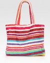 Bright stripes on soft, durable cotton terry make a perfect tote for the beach, the park or a trip to paradise.Double shoulder strapsInside open pocketsCotton18W X 15H X 4DMachine washMade in USA