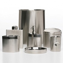 Stainless steel tumbler. Shiny and sleek, Executive bath accessories by Hudson Park are a bold statement for any bathroom.