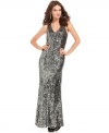 Make a shining statement at the holiday soiree with this sequin-encrusted French Connection gown - perfect for a sweeping glam look!