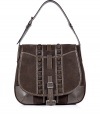 With stud-detailed suede and edgy-luxe styling this must-have shoulder bag from Belstaff brings downtown-ready style to any look - Front flap with stud trim and leather strap with buckle, adjustable leather shoulder strap, leather trim at base - Perfect for everyday use or pared-down off-duty cool