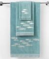 There are plenty of fish in the sea. Swim into a serene beach haven with this Nantucket hand towel, featuring enchanting silver fish on a cool blue backdrop for a soothing presentation.