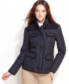 Tommy Hilfiger updates a classic quilted barn jacket with braided trim, appealing corduroy patches and insets.