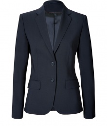 With its sharply tailored fit and timeless classic styling, Hugos dark blue blazer is an all-season essential - Notched lapel, long sleeves, two button closures, front flap pockets - Tailored fit - Pair with a crisp white shirt and jeans, or dress up for work with a pencil skirt and peep-toes