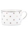 Pave your table in polka dots for fine dining without the formality. From kate spade new york dinnerware, the Larabee Road cup features luxe bone china with platinum accents that combine easy elegance and irresistible whimsy.