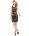 A sequined zigzag pattern gives this JS Boutique cocktail dress shimmering pizzazz. Pair with your highest heels for knockout appeal!