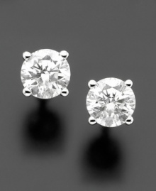 Simply perfect: versatile and elegant round-cut near colorless certified diamond earrings (1/4 ct. t.w.) set in 14k white gold.