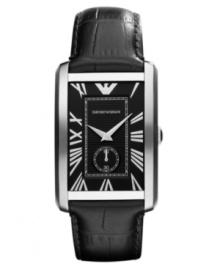 This slim and streamlined watch from Emporio Armani flaunts timeless details and exact precision.