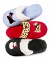 You'll love walking around in these cute little slippers by Charter Club. They feature adorable applique characters on the top and contrasting trim.