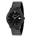 Be a man of intrigue: this blacked out Kenneth Cole New York watch shines with subtle silver tones.