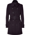 Immaculately tailored and ultra-luxe, this double-breasted coat from Burberry London will bring high style to your fall style - Spread collar, epaulets, long sleeves with belted cuffs, double-breasted front button placket, hip flap pockets, belted waist - Wear with an elevated jeans-and-tee ensemble or a cocktail-ready sheath