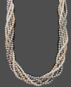 Subtle style in shimmery hues. Enrich your look with a touch of pastel color in this chic cultured freshwater pearl necklace (4-6 mm). Features five multicolored strands twisted and held together with a sterling silver clasp. Approximate length: 18 inches.