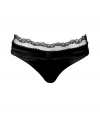 Ultra-luxe black satin and lace brief - Heat up the boudoir in these super sexy satin and lace panties - Comfortable yet sultry, this brief is made of stretch satin with a lavish lace waistband - Perfect under any outfit, or alone on its own