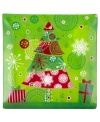 Merry, bright and made to entertain, this Christmas Tree platter lights up your holiday table with a Christmas tree, presents and snowflakes in fun, shimmering colors. From Ganz.