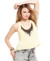 Cool and cropped, Material Girl's sequined tank is perfect when worn solo or layered under something colorful.