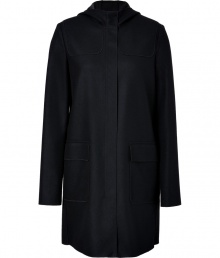 Streamlined and chic, this wool-cashmere-blend coat from Jil Sander boasts an easy to style sleek silhouette - Hooded, concealed front placket, flap pockets at chest and hips, long sleeves - Straight silhouette - Wear with an office-ready look or with skinny jeans and a pullover