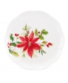 A season of entertaining and celebration will flourish with the Winter Meadow accent plates from Lenox. Red poinsettias bloom on scalloped ivory porcelain designed to mix and match.