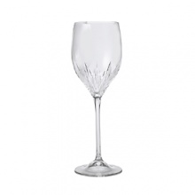 Delicately cut fine crystal stemware adds a graceful note to your formal dining. Shown from left to right: iced beverage, goblet, wine, flute.