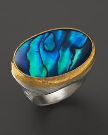 Captivating paua shell lends exotic flair to this sterling silver and 24K gold statement ring from Gurhan.