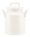 From farm to table, this Milk Can canister acts as both storage and decoration for country-style kitchens. Subtle detailing echoes the ringed Tin Can Alley dinnerware motif in creamy white porcelain. Qualifies for Rebate