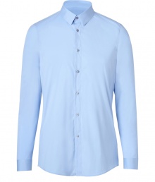 Finish off your workweek staples with this stylish stretch cotton button-down from Jil Sander - Spread collar, front button placket, long sleeves, buttoned cuffs, shirttail hemline - Slim fit - Pair with jeans, trousers, chinos, or cords