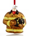 A fitting gift for the firefighter in your life, this glass ornament from Midwest depicts the everyday heroes' jacket and helmet.