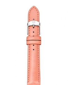 Poppy hues are big news this season, and this pink leather watch strap from Michele is an easy way to take the trend to your jewelry box.